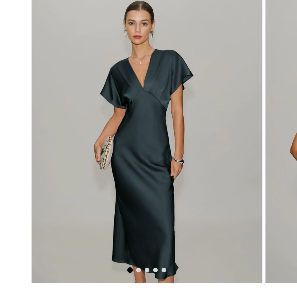RIHOAS NWT Grey Green Satin Midi Dress
